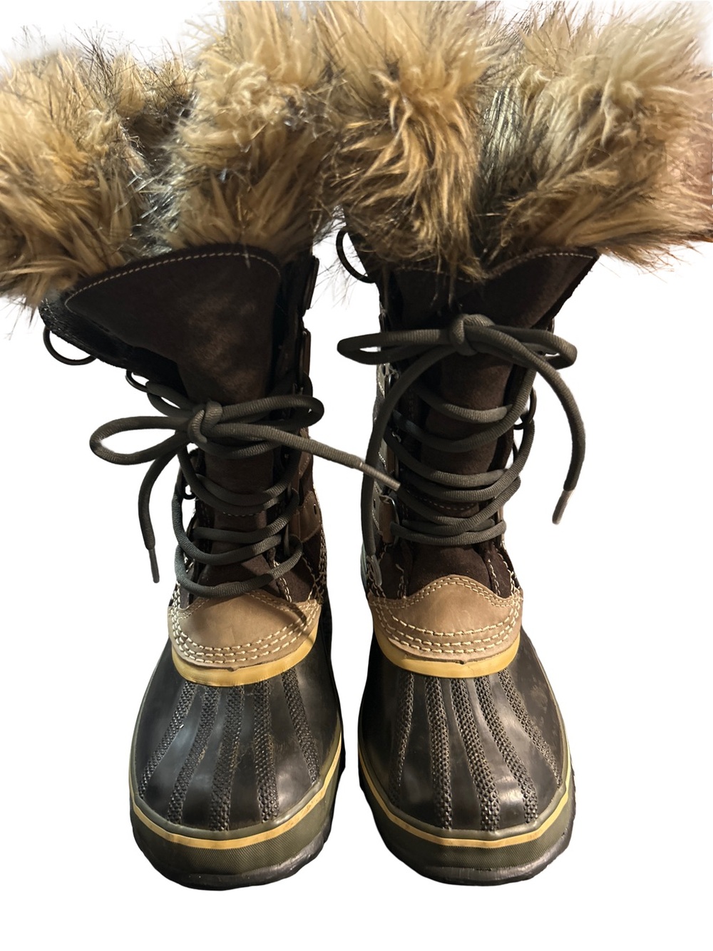 Sorel Brown and Tan Faux-Fur Lace-Up Winter Boots